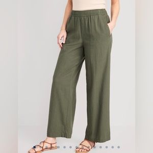 Old navy linen blend wide leg pants in olive